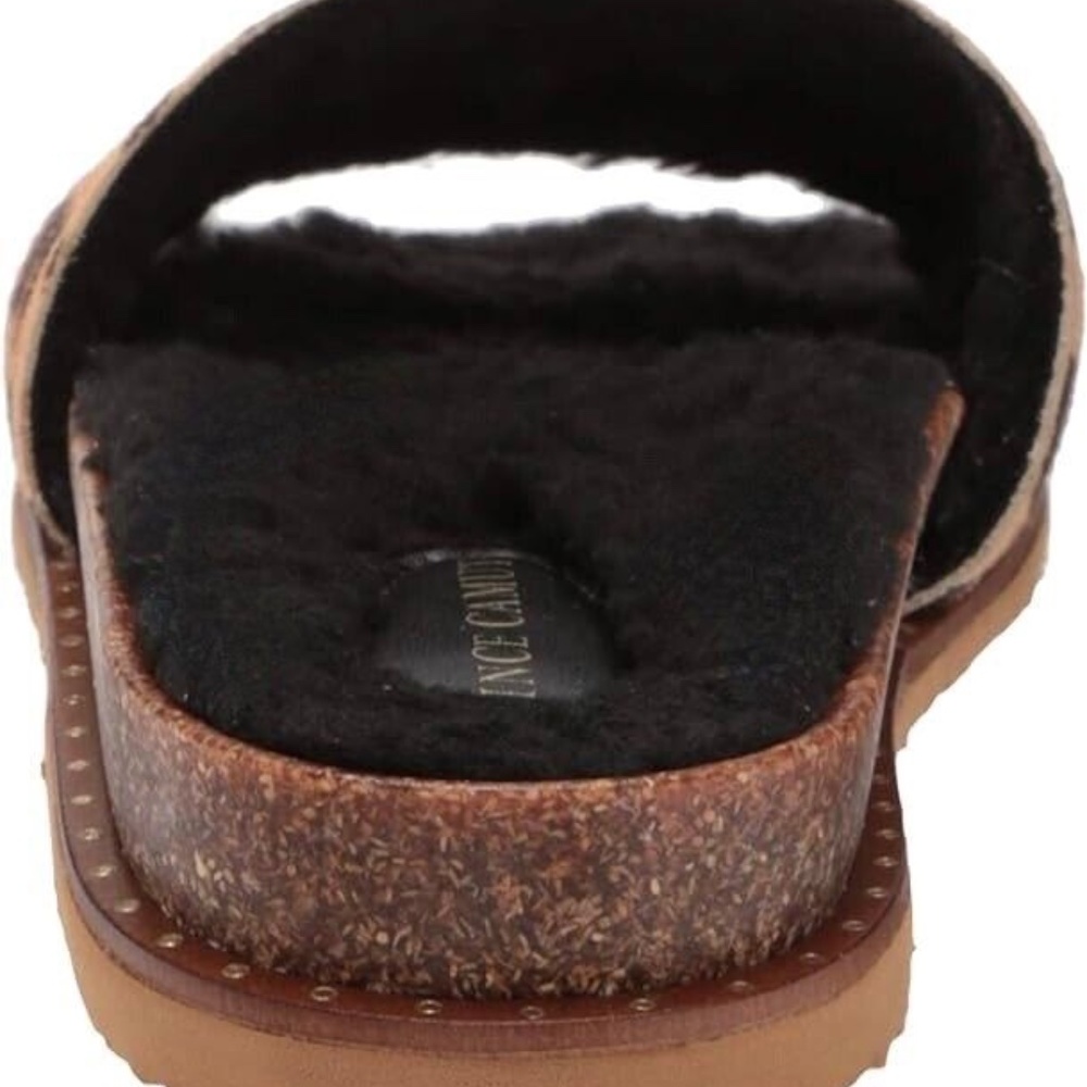 Vince Camuto Leopard Print Slide Sandals in Black - Picture 5 of 9